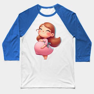 Cute Pregnant Woman Baseball T-Shirt